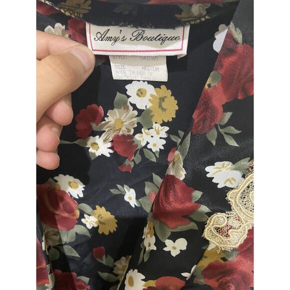 NWOT Y2k Amy’s Boutique 2-Piece Floral Rose Accent Nightie and Robe Women’s M - Picture 5 of 7